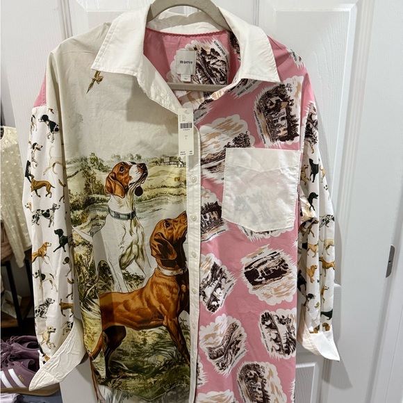 Maeve Tops - Anthropologie Maeve The Bennet Buttondown shirt size L NWT